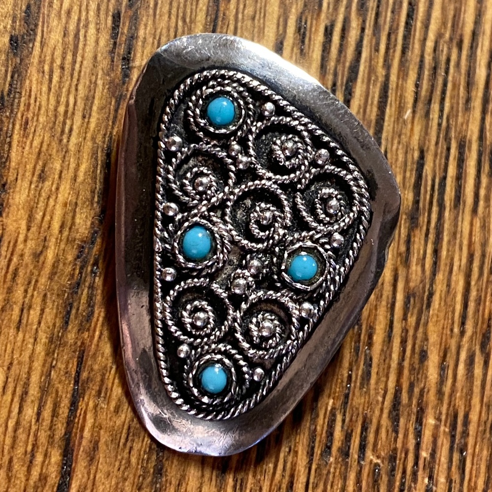 Vintage Sterling & Turquoise Brooch - Israel
